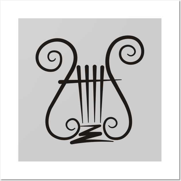Black Lyre Wall Art by sifis